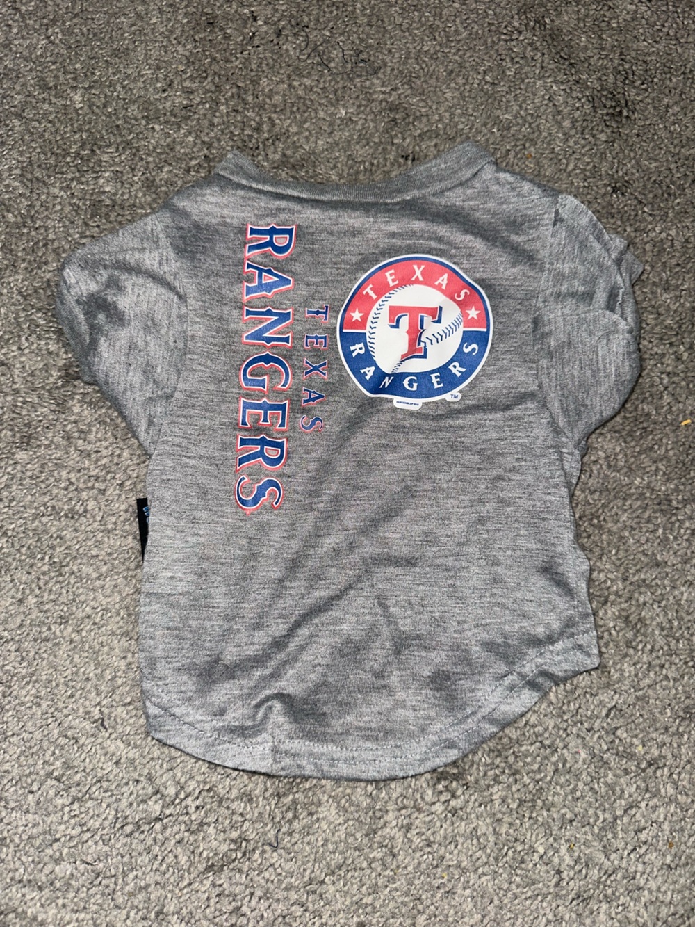 Texas Rangers Gray Pet Tee - Team Logo Dog Shirt
